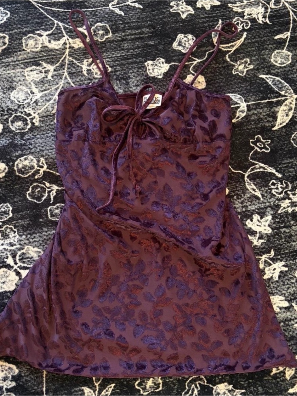 Velvet Floral Slip Dress in Deep Plum